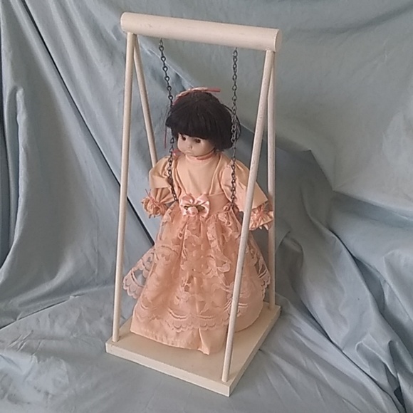 Doll Furniture Tutorial - Swing - YouTube 𝅺Short-haired Doll on Wooden Swing